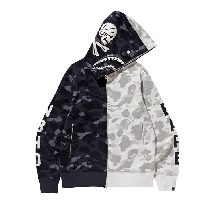 Buy BAPE x Neighborhood Split Camo Shark Full Zip Hoodie Black 0039 1FW180106XNSC BLAC GOAT