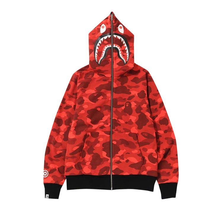 Buy BAPE Color Camo PONR Shark Full Zip Hoodie Red 0039 1FW180106CCPS RED GOAT