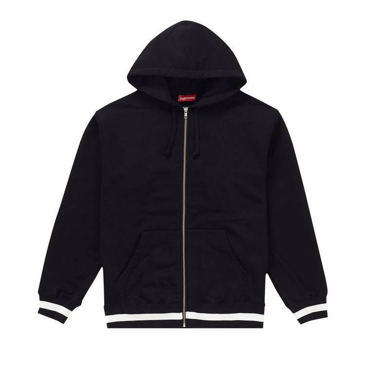 Buy Supreme Old English Stripe Zip Up Hooded Sweatshirt 'Black