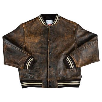 Buy Supreme Painted Leather Varsity Jacket 'Black' - SS19J33