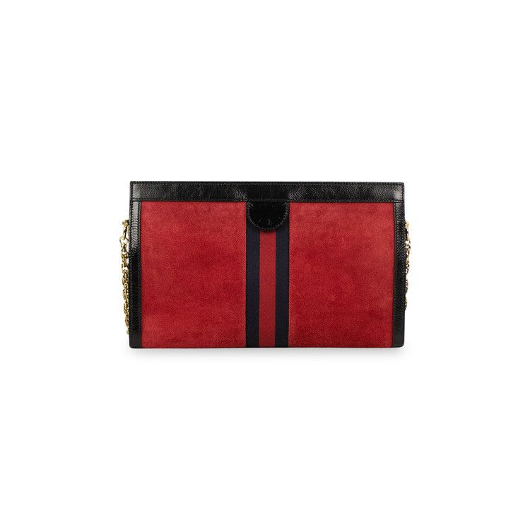 Gucci Suede With Patent Leather Ophidia Small Shoulder Bag Red