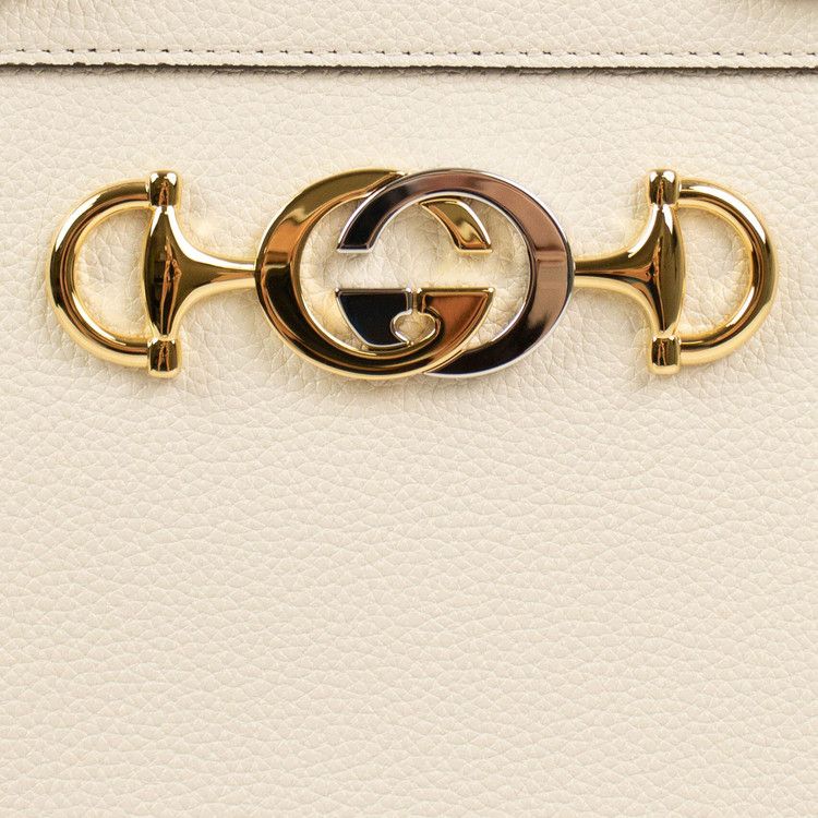 Gucci Zumi Grainy Leather Medium Top Handle Bag White
