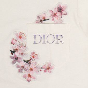 Christian Dior 花柄ストーン装飾Tシャツ Christian Dior 花柄ストーン装飾Tシャツ