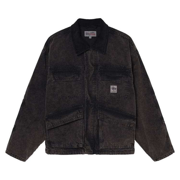 Buy Stussy Washed Canvas Shop Jacket 'Black' - 115589 BLAC