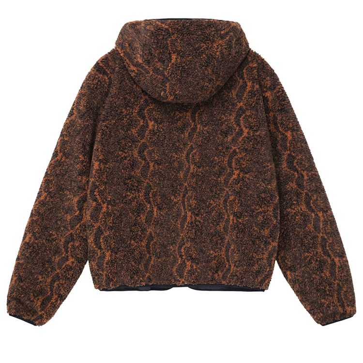 Stussy Snake Jacquard Sherpa Jacket Brown