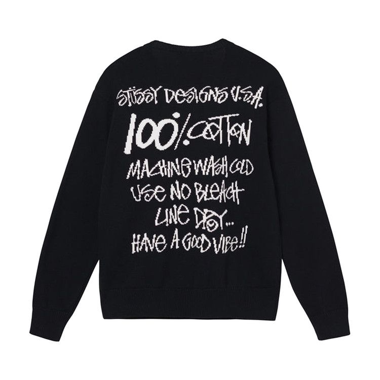 Buy Stussy Care Label Sweater 'Black' - 117140 BLAC | GOAT CA