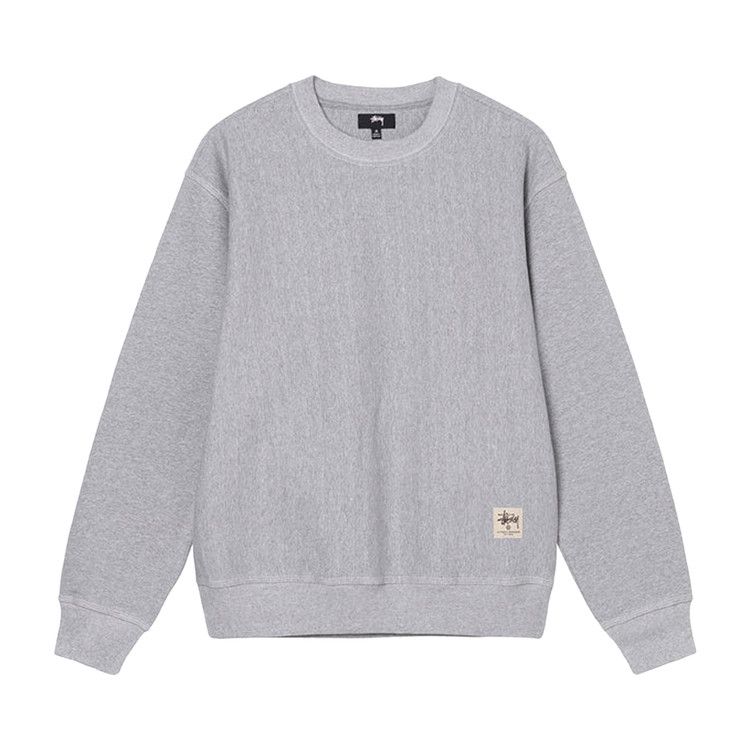 Stussy Contrast Stitch Label Crew Grey Heather