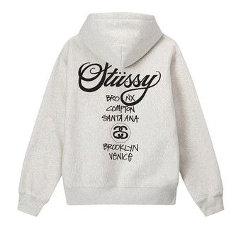 Buy Stussy World Tour Hoodie 'Ash Heather' - 3923713 ASH | GOAT