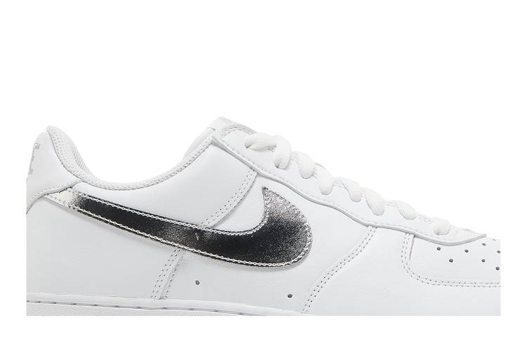 Silver Geo Stripes Custom Nike Air Force 1 Shoes White Low Swoosh