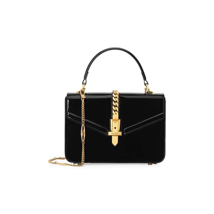 Gucci Sylvie 1969 Patent Leather Mini Top Handle Bag 'black'
