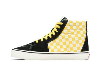 Vans yellow outlet checkerboard high tops