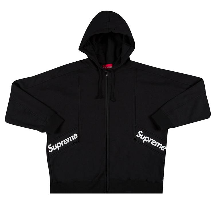 Buy Supreme Color Blocked Zip Up Hooded Sweatshirt 'Black