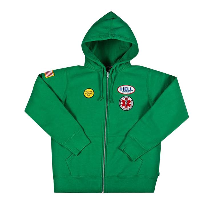 Buy Supreme Hysteric Glamour Patches Zip Up Sweatshirt 'Green