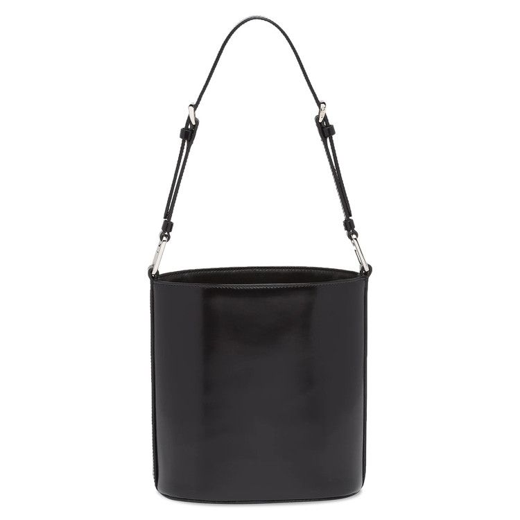 Prada Mini Brushed-Leather Bucket Bag Black