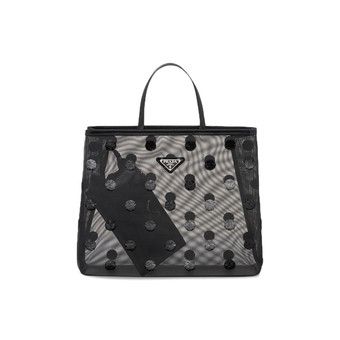 【PRADA】SMALL SEQUINED MESH TOTE BAG PRADA Sequin Mesh Small Tote Bag Black 964233 | FASHIONPHILE