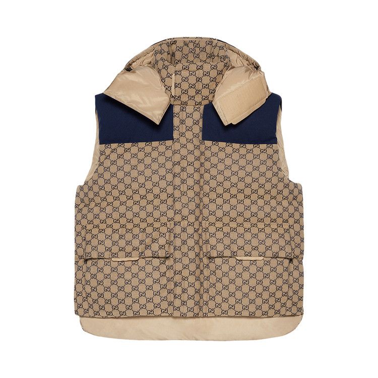 GUCCI ファーベスト Buy Gucci GG Canvas Down Vest With Detachable Hood 'Tan' - 710586