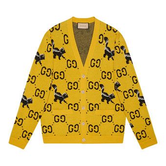Buy Gucci GG And Skunk Cardigan 'Yellow' - 716113 XKCL2 7218 | GOAT