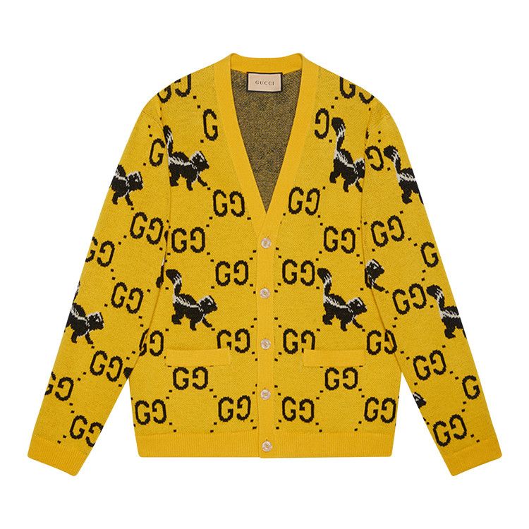 Buy Gucci GG And Skunk Cardigan 'Yellow' - 716113 XKCL2 7218 | GOAT