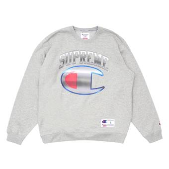 Buy Supreme x Champion Chrome Crewneck 'Heather Grey