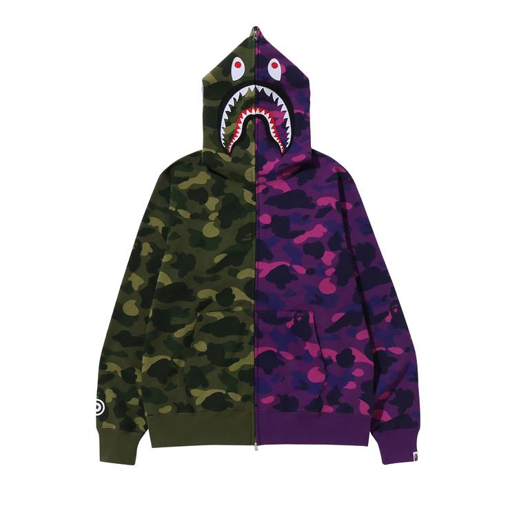 BAPE Kids Khaki & Purple Camo Shark Hoodie