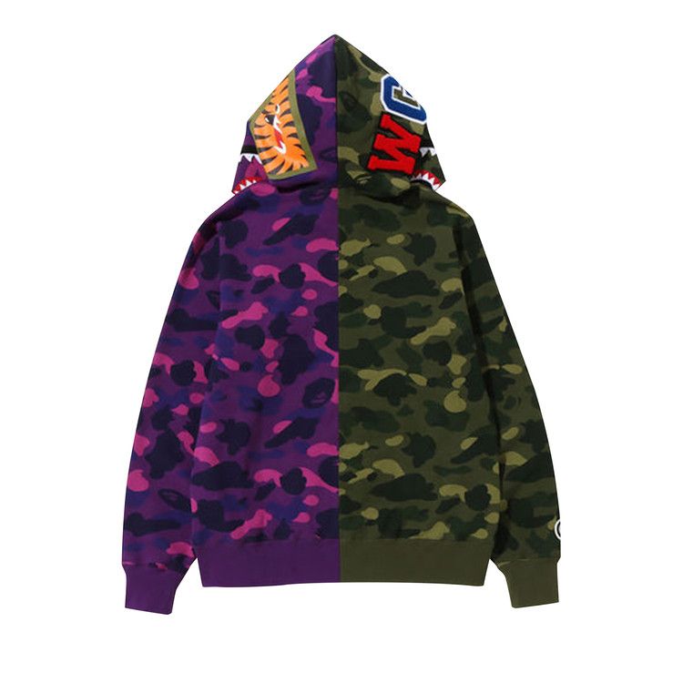 Bape Color Camo Shark Full Zip Hoodie 'green/Purple'