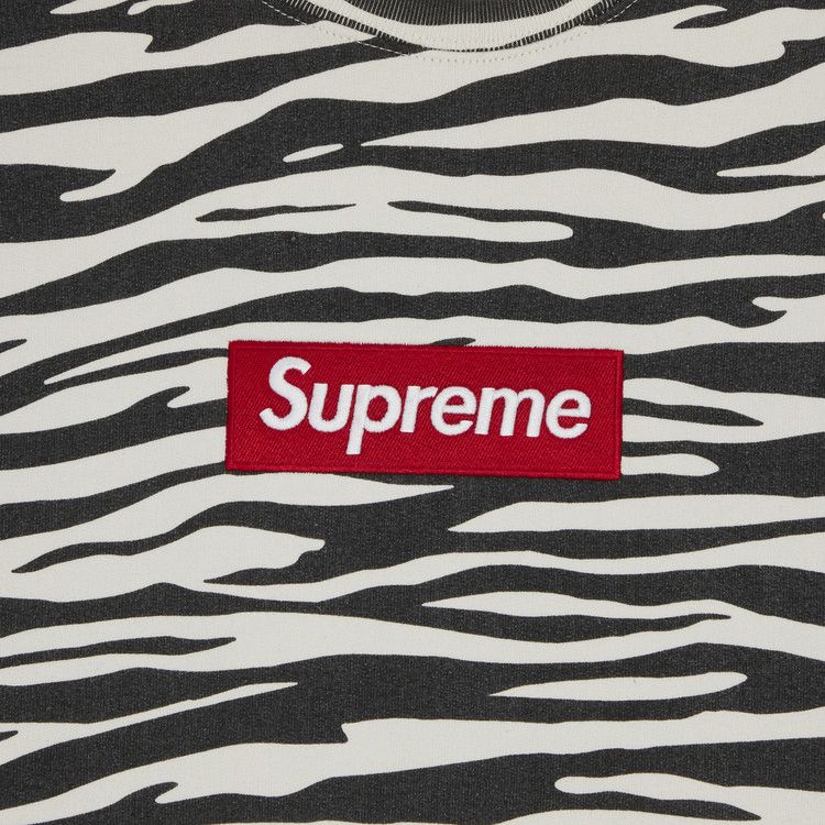 Supreme Box Logo Crewneck (Zebra) Heavyweight crossgrain brushed