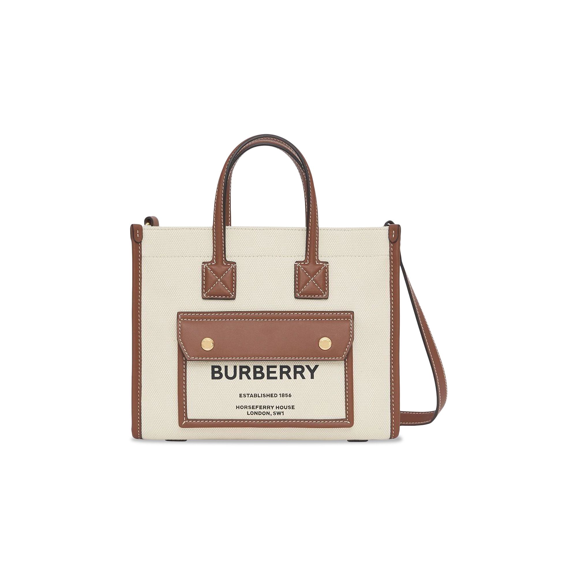Pre-owned Burberry Mini Freya Tote Bag 'cream' In Tan