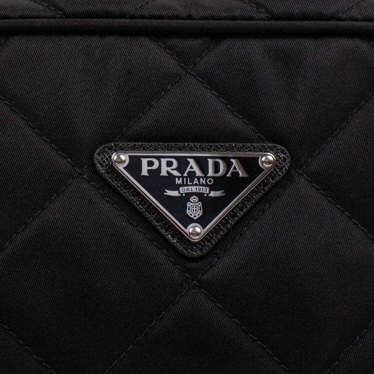 Prada Womens Black Tessuto Nylon Quilted Shoulder Bag 1BB903 