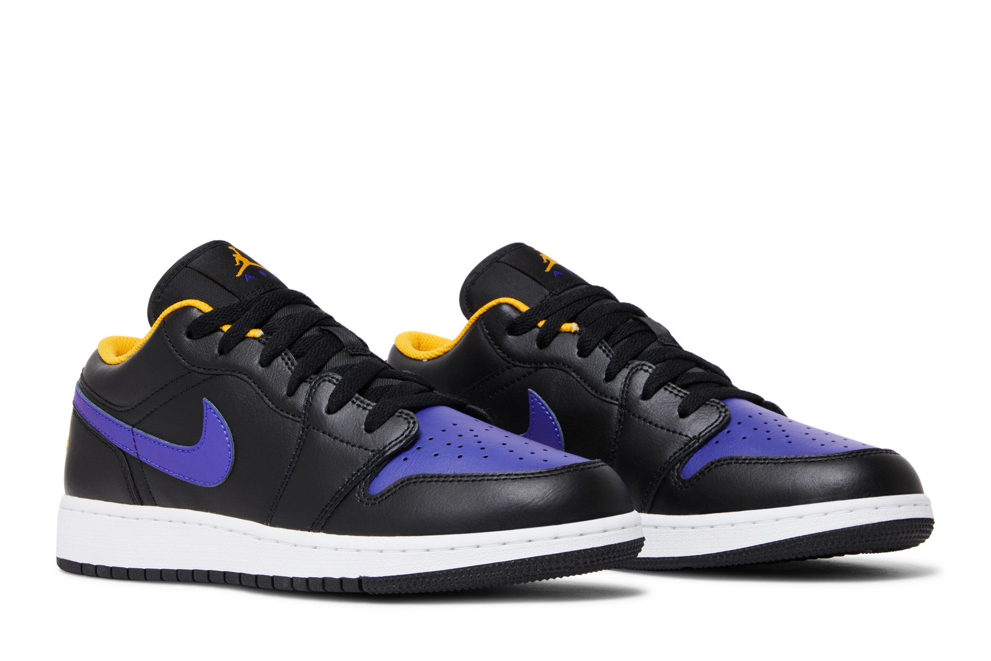 Pre-owned Air Jordan 1 Low Gs 'lakers' In Black