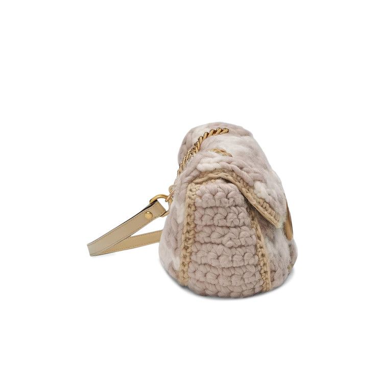 Gucci Gg Marmont Small Houndstooth Shoulder Bag White/Rose Pink