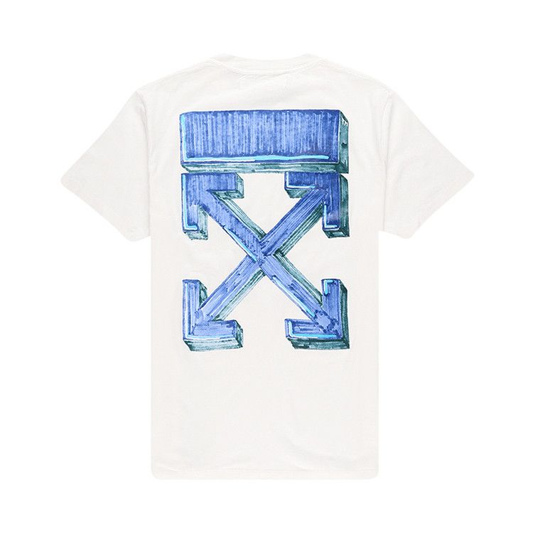 Buy Off White Marker Short Sleeve Slim Tee White Blue OMAA027E20JER0050145 GOAT