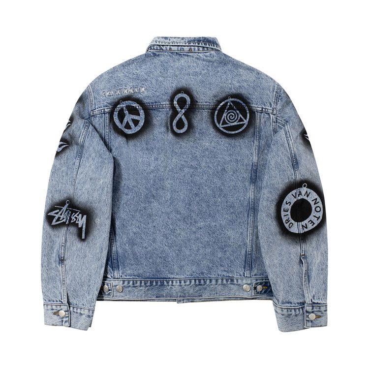 Stussy X Dries Van Noten Hand-Stencilled Denim Jacket 'washed Blue'