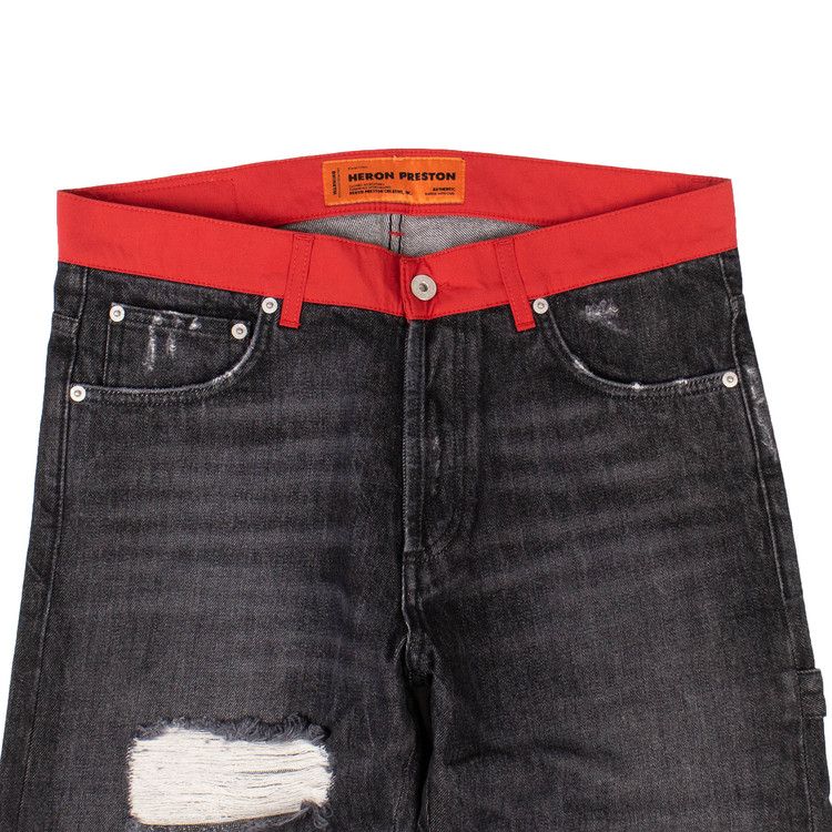Buy Heron Preston Denim Nylon Waistband Jeans Pants 'Black