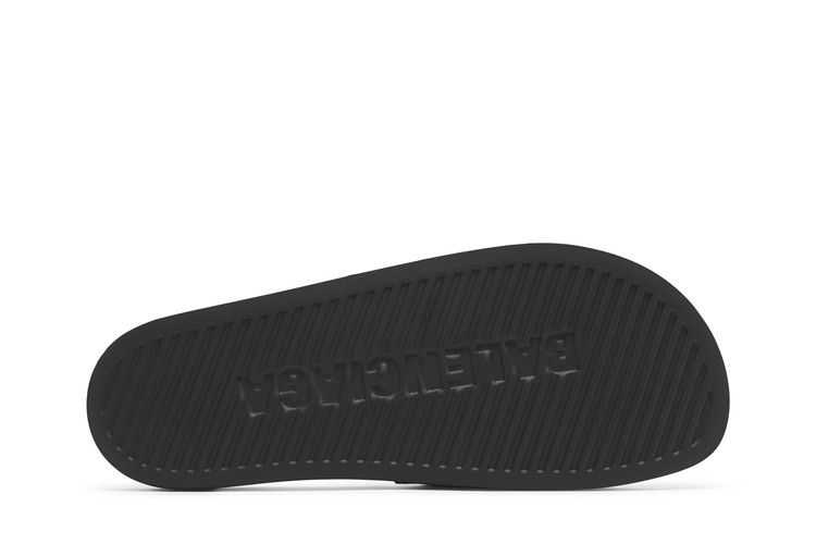 Balenciaga Pool Slides Repeat Logo - Black Silver