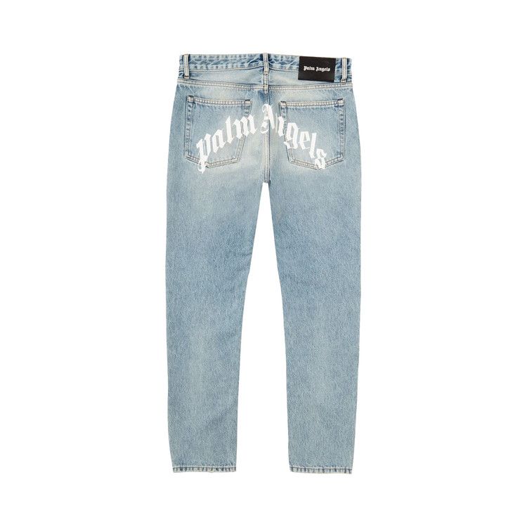 Palm Angels Straight Curved Logo Jeans 'light/Blue'