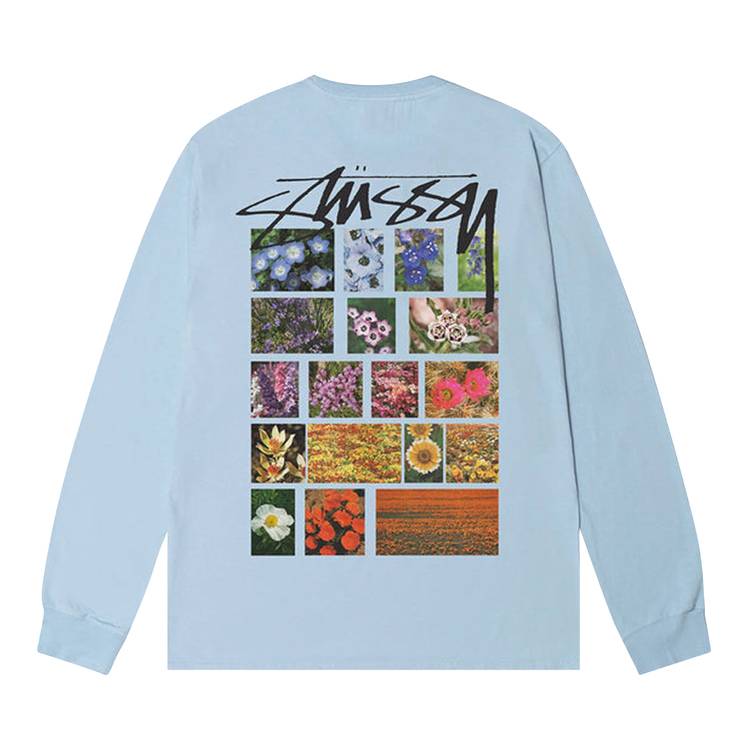 Buy Stussy Flower Grid Pigment Dyed Long-Sleeve Tee 'Sky Blue 