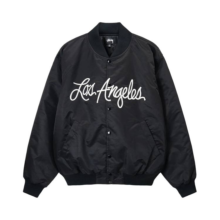 Buy Stussy LA Chapter Satin Varsity Jacket 'Black' - 115691 BLAC