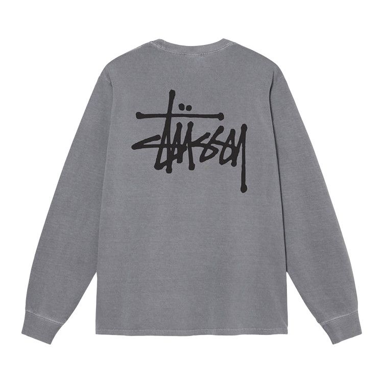 Stussy Basic Pigment Dyed Long-Sleeve T-Shirt Grey
