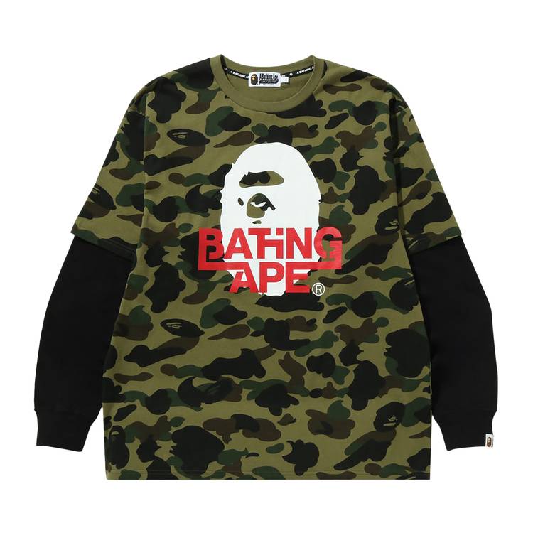 Buy BAPE 1st Camo Relaxed Fit Layered Long-Sleeve Tee 'Green