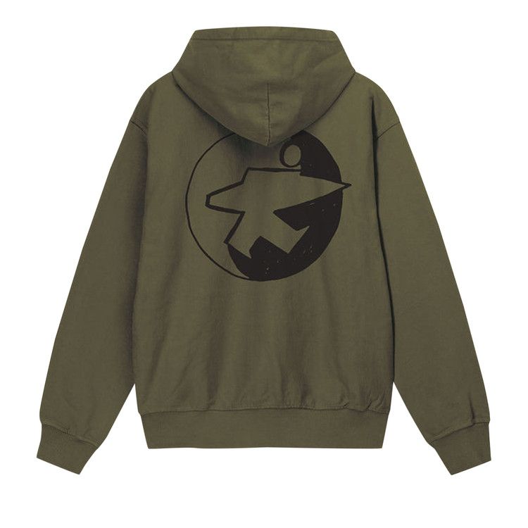 Stussy X Our Legacy Work Shop Surfman Pigment Dyed Hoodie Dark Olive