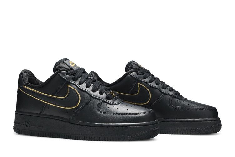 Wmns Air Force 1 Low '07 Essential 'black Gold Swoosh'