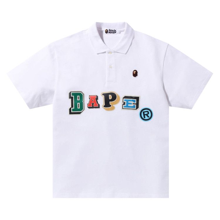 Buy BAPE Multi Fonts Relaxed Fit Polo 'White' - 1I30 112 001 WHITE