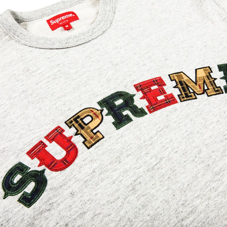 Supreme Plaid Appliqué Shorts-Sleeve Top Heather Grey