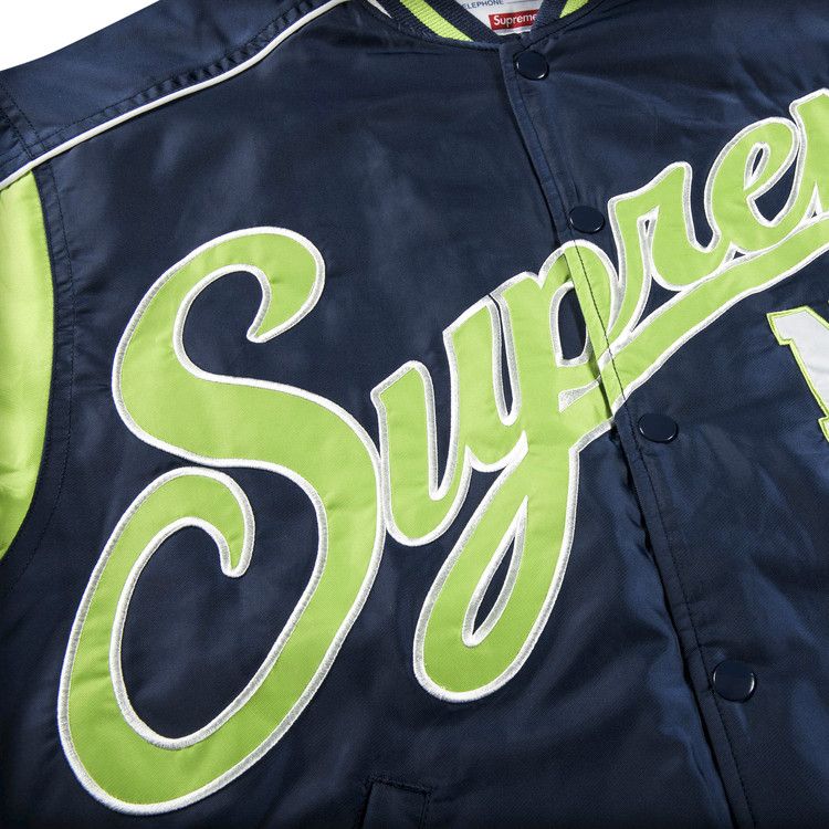 Supreme Contrast Script Varsity Jacket 'Navy'