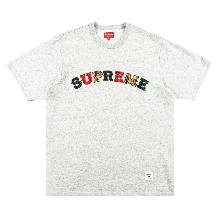 Supreme Plaid Appliqué Shorts-Sleeve Top Heather Grey
