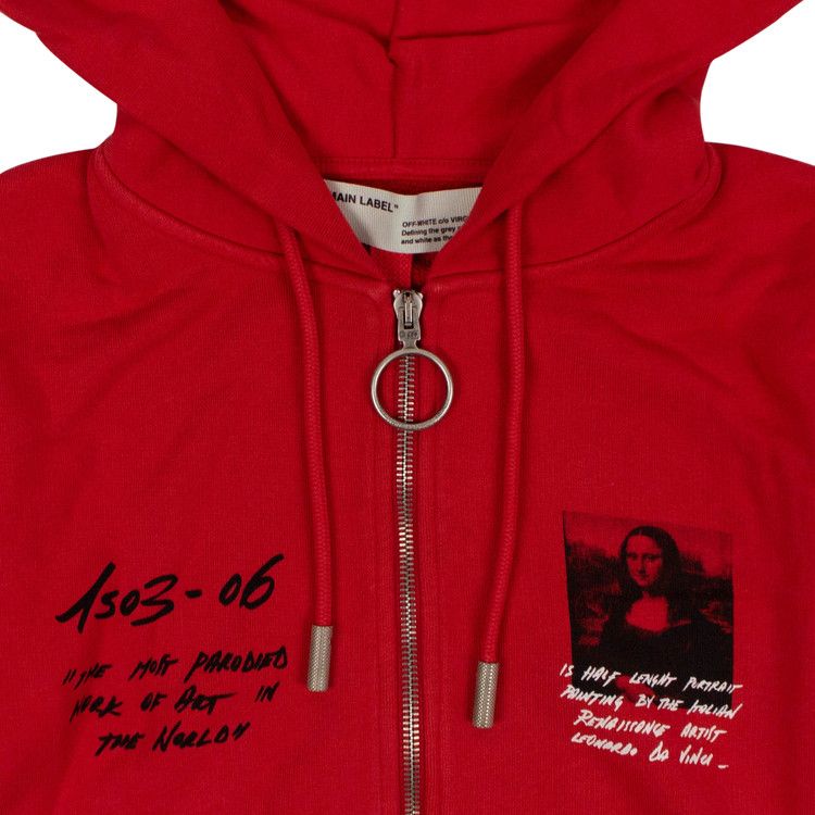 Off white red zip up clearance hoodie