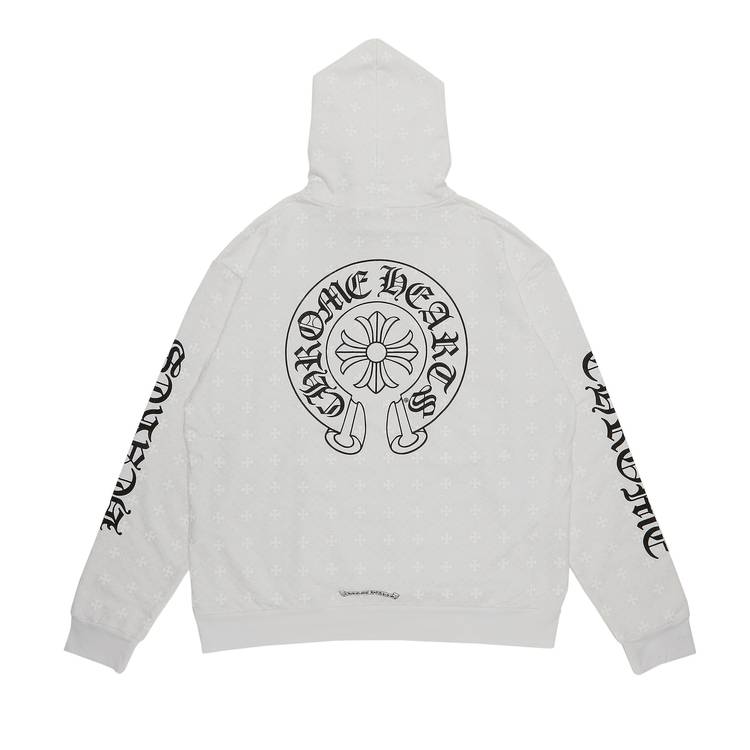 Chrome Hearts Plus Cross All Over Print Zip Up Hoodie White