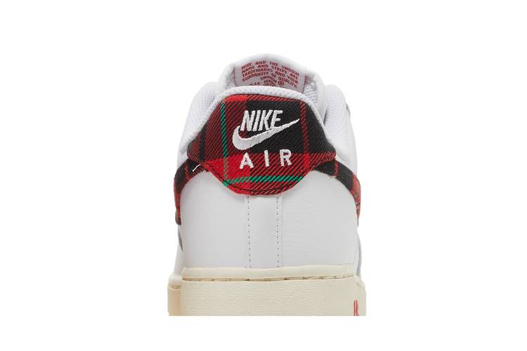 Nike AIR FORCE 1 '07 LV8 'Plaid' White - WHITE/UNIVERSITY RED-STADIUM GREEN