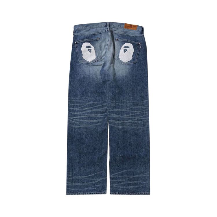 Buy BAPE Ape Head Relaxed Fit Denim Pants 'Blue/Light Indigo