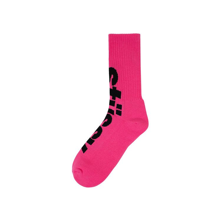 Buy Stussy Big Helvetica Crew Socks 'Pink/Black' - 138876 PINK | GOAT